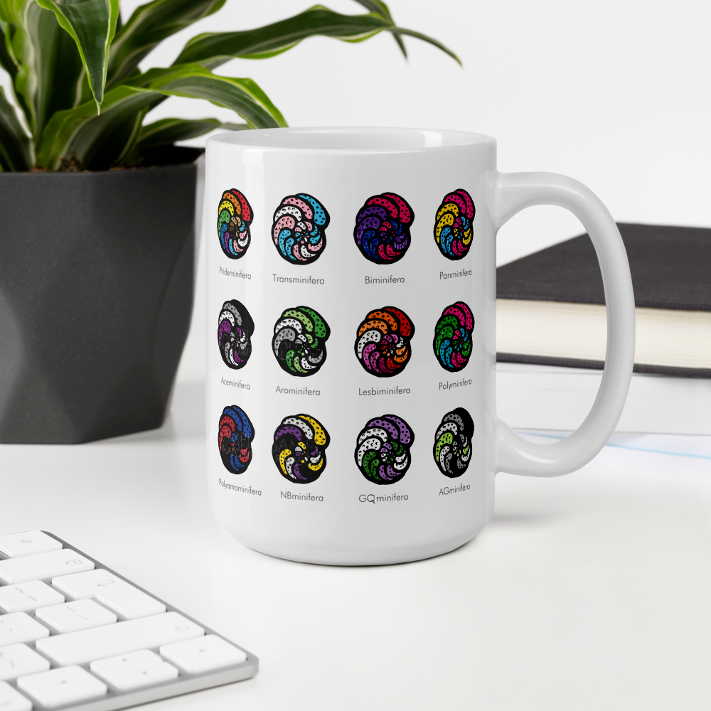 Foraminifera mug featuring LGBT+ pride flags
