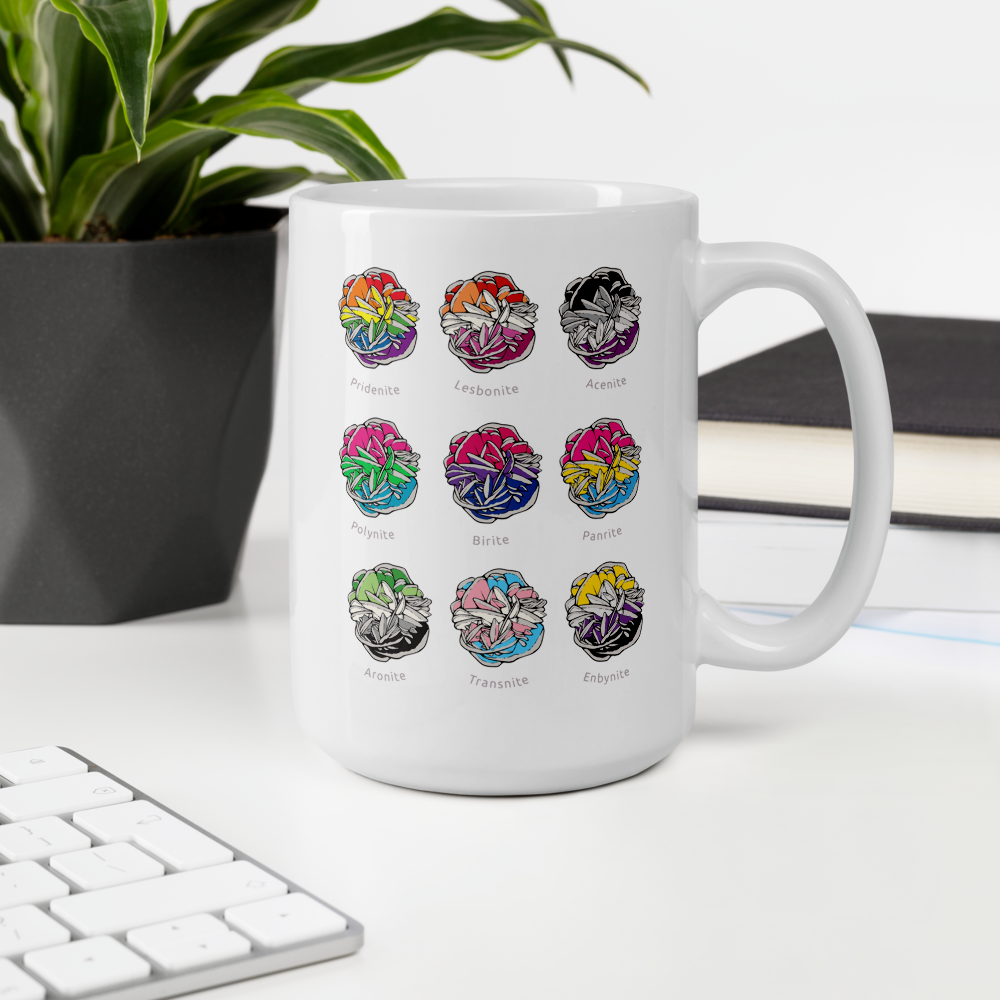 Desert Rose mug featuring LGBT+ pride flags