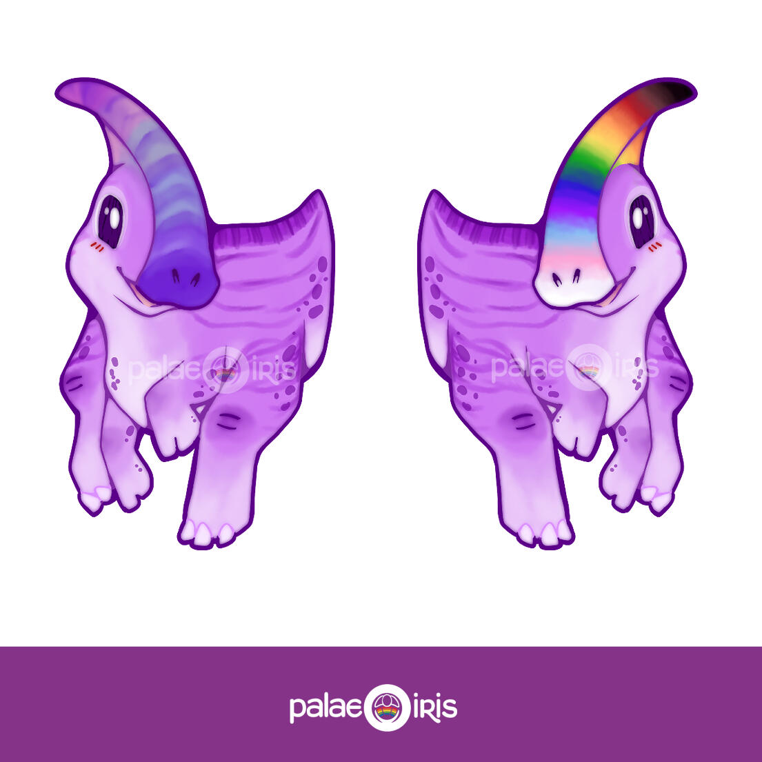 Pride purple chibi cute Parasurolophus dinosaur paleoart palaeoart cartoon drawing