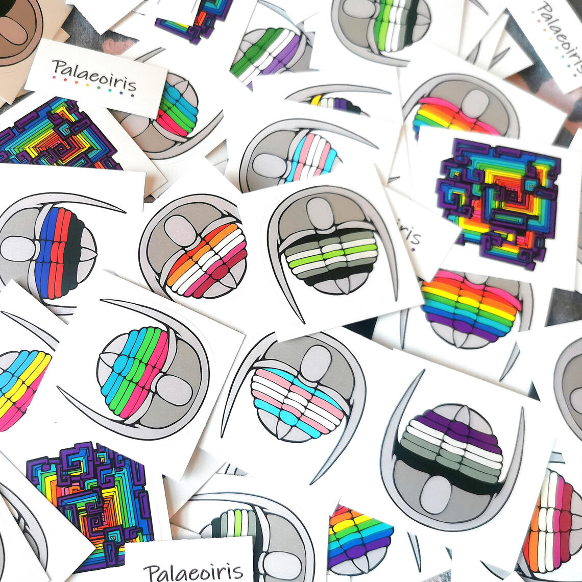 Trilobite sticker featuring LGBT+ pride flags