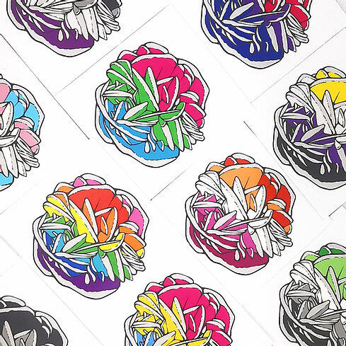 Desert Rose stickers featuring LGBT+ pride flags